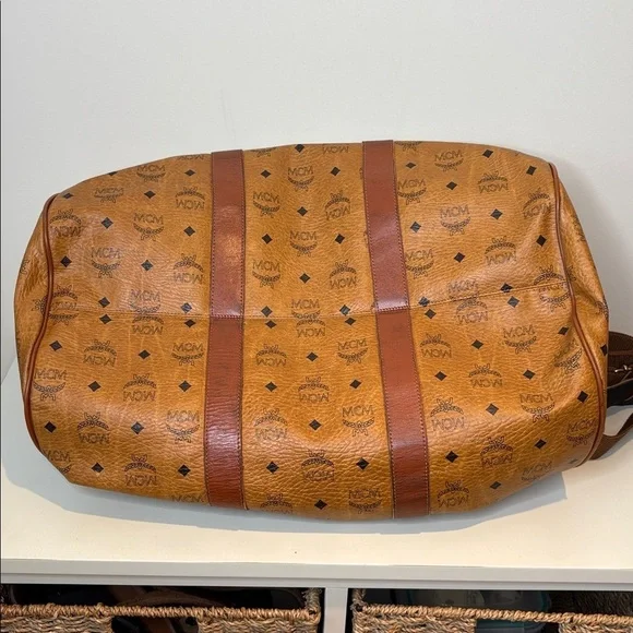 MCM Cognac Visetos Vintage Travel Top Handle Detachable Strap Duffle Bag 21” L - Picture 14 of 17